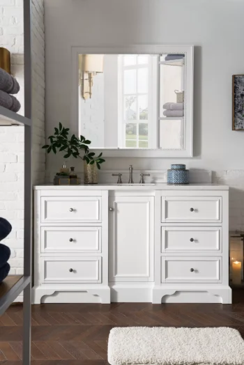 De Soto 60" Single Vanity, Bright White w/ 3 CM White Zeus Quartz Top - Image 2