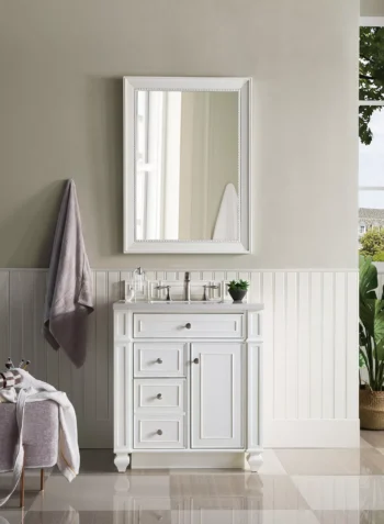 Bristol 30" Single Vanity, Bright White w/ 3 CM White Zeus Quartz Top - Image 2