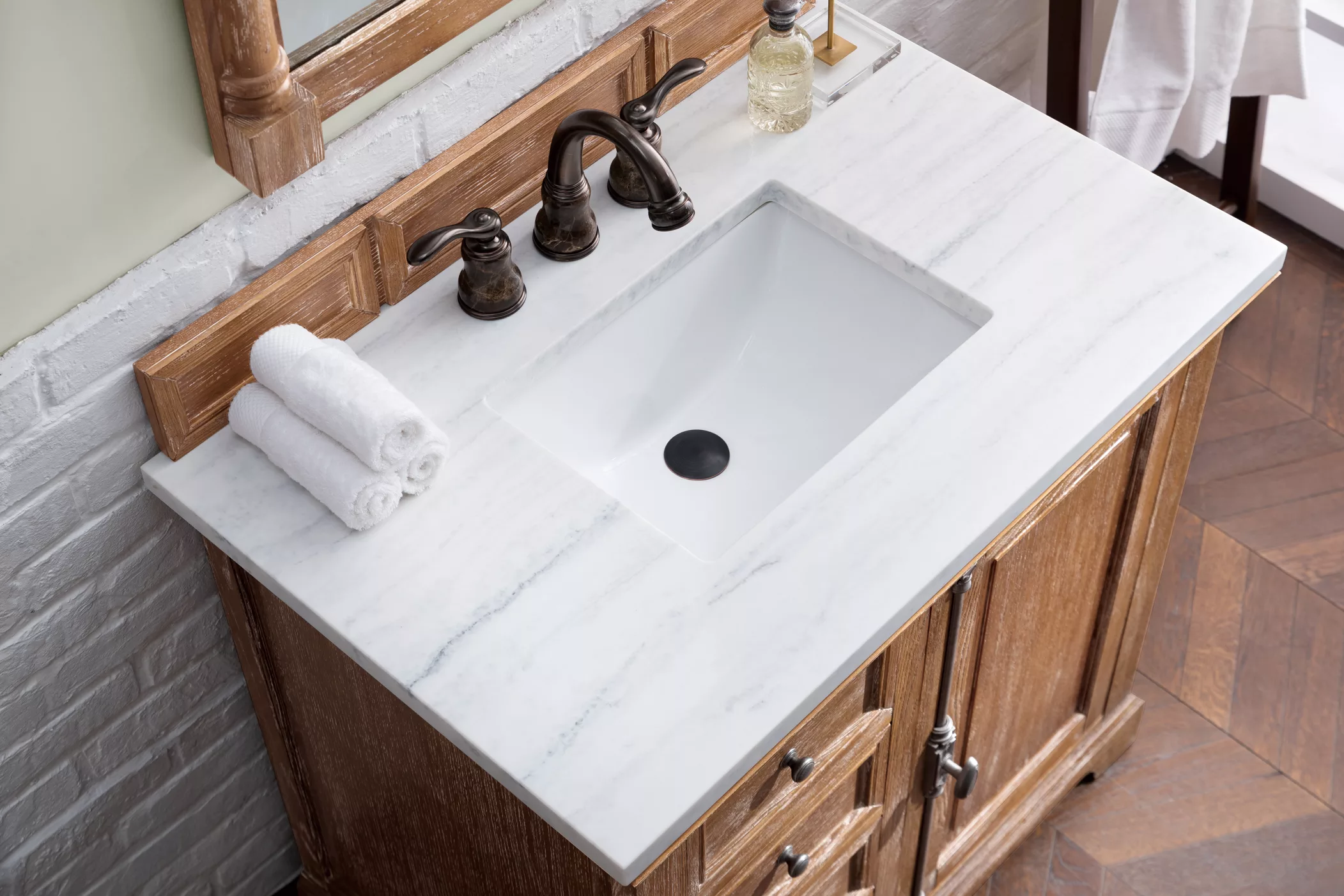 Providence 36" Single Vanity, Driftwood w/ 3 CM Arctic Fall Solid Surface Top - Image 3