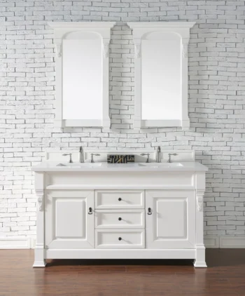 Brookfield 60" Double Vanity, Bright White w/ 3 CM White Zeus Quartz Top - Image 2