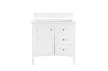 Palisades 36" Single Vanity, Bright White w/ 3 CM Grey Expo Top - Image 5