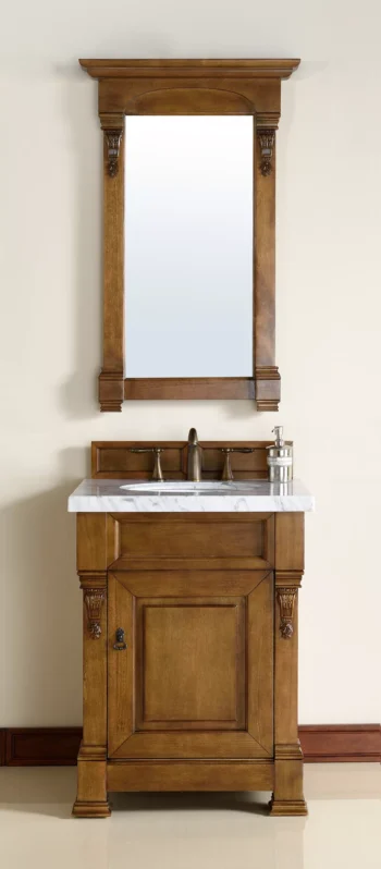 Brookfield 26" Single Vanity, Country Oak w/ 3 CM Carrara Marble Top - Image 2