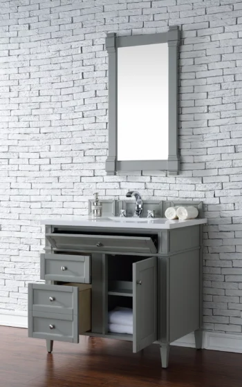 Brittany 36" Single Vanity, Urban Gray w/ 3 CM White Zeus Quartz Top - Image 4