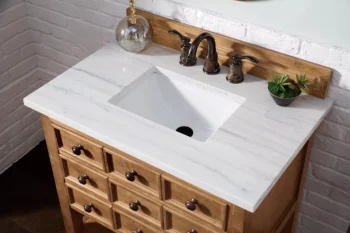 Malibu 36" Single Vanity, Honey Alder w/ 3 CM Arctic Fall Solid Surface Top - Image 3