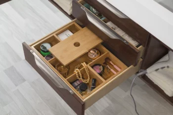 Mercer Island 59" Double Vanity, Coffee Oak w/ Glossy White Composite Stone Top - Image 6