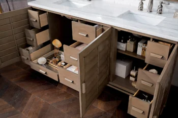 Portland 72" Double Vanity Whitewashed Walnut w/ 3 CM Arctic Fall Solid Surface Top - Image 5