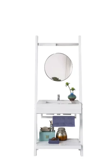 Lakeside 30" Single Vanity, Glossy White w/ Arctic Fall Top