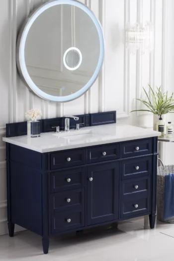 Brittany 48" Single Vanity, Victory Blue w/ 3 CM Eternal Jasmine Pearl Quartz Top - Image 3