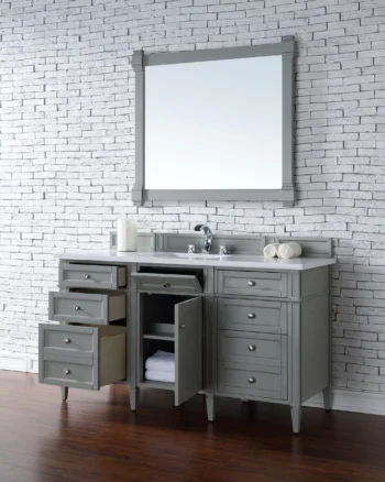 Brittany 60" Single Vanity, Urban Gray w/ 3 CM White Zeus Quartz Top - Image 4