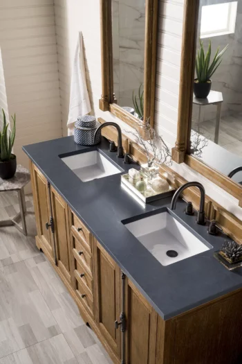 Providence 72" Double Vanity, Driftwood w/ 3 CM Charcoal Soapstone Quartz Top - Image 3