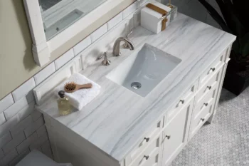 Brittany 48" Single Vanity, Bright White w/ 3 CM Arctic Fall Solid Surface Top - Image 5