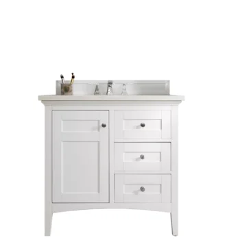 Palisades 36" Single Vanity, Bright White w/ 3 CM Eternal Jasmine Pearl Quartz Top