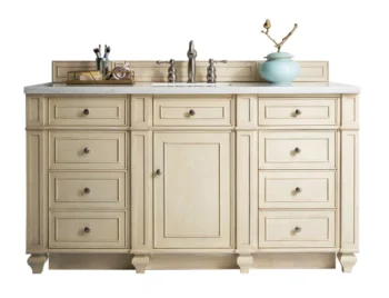 Bristol 60" Single Vanity, Vintage Vanilla w/ 3 CM Arctic Fall Solid Surface Top