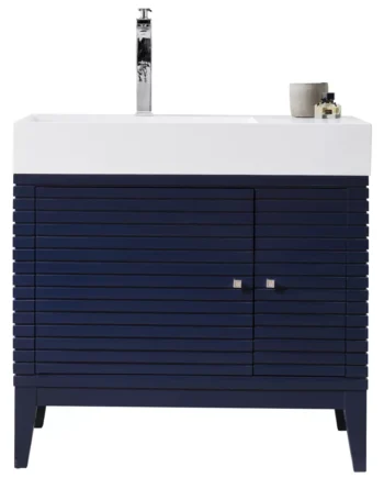 Linear 36" Single Vanity, Victory Blue w/ Glossy White Composite Stone Top