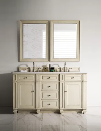 Bristol 60" Double Vanity, Vintage Vanilla w/ 3 CM White Zeus Quartz Top - Image 2