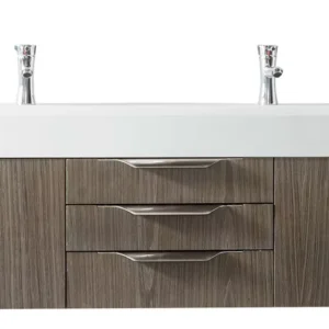 Mercer Island 72″ Double Vanity, Ash Gray w/ Glossy White Composite Stone Top