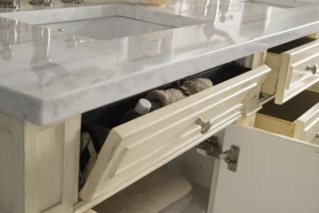 Bristol 72" Double Vanity, Vintage Vanilla w/ 3 CM Arctic Fall Solid Surface Top - Image 4