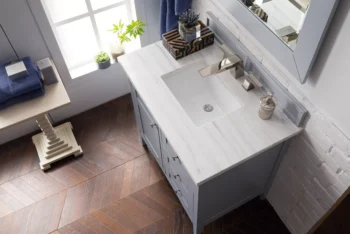 Palisades 36" Single Vanity, Silver Gray w/ 3 CM Arctic Fall Solid Surface Top - Image 3