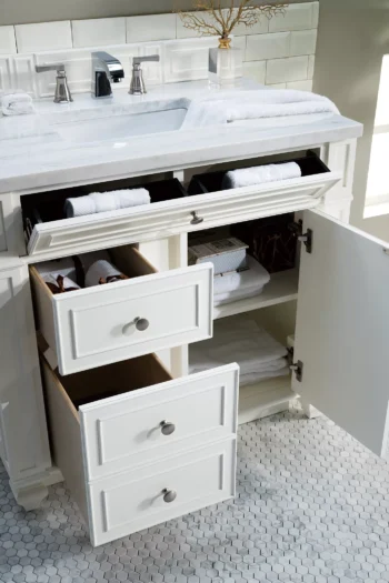 Bristol 36" Single Vanity, Bright White w/ 3 CM Arctic Fall Solid Surface Top - Image 5