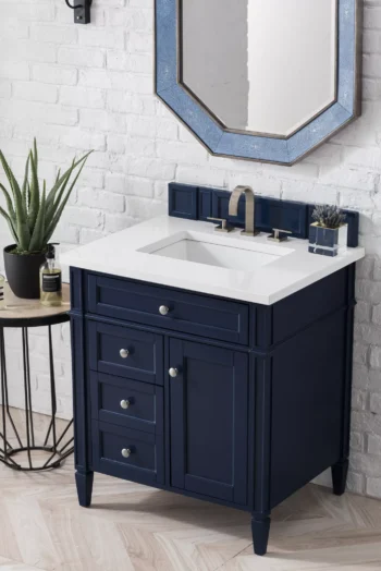 Brittany 30" Single Vanity, Victory Blue w/ 3 CM White Zeus Quartz Top - Image 3