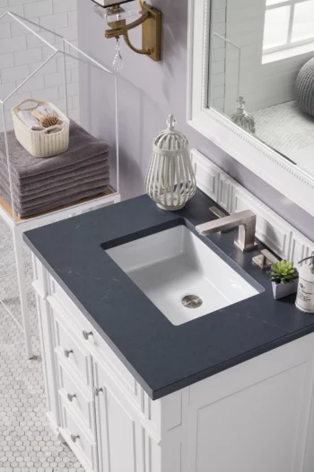 Bristol 30" Single Vanity, Bright White w/ 3 CM Charcoal Soapstone Quartz Top - Image 3