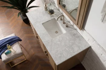 Portland 48" Single Vanity Whitewashed Walnut w/ 3 CM Carrara Marble Top - Image 3