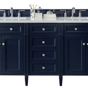 Brittany 72″ Double Vanity, Victory Blue w/ 3 CM Arctic Fall Solid Surface Top
