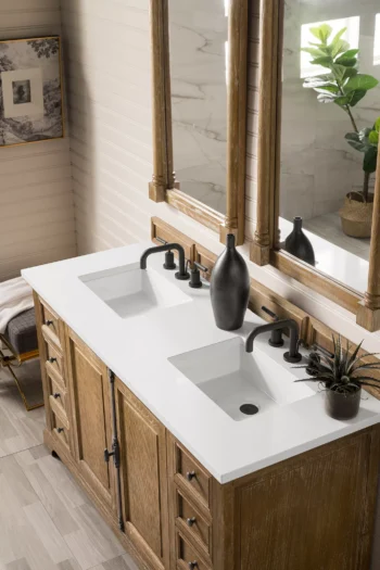 Providence 60" Double Vanity, Driftwood w/ 3 CM White Zeus Quartz Top - Image 3