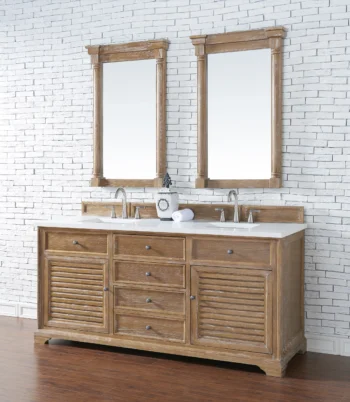 Savannah 72" Double Vanity, Driftwood w/ 3 CM White Zeus Quartz Top - Image 3