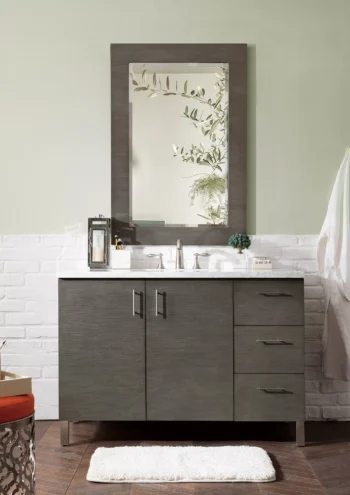 Metropolitan 48" Single Vanity, Silver Oak w/ 3 CM Carrara Marble Top - Image 2