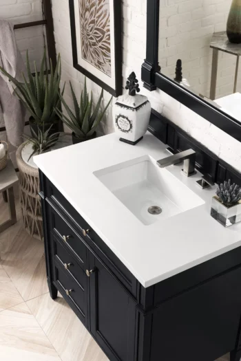 Brittany 36" Single Vanity, Black Onyx w/ 3 CM White Zeus Quartz Top - Image 3