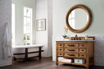 Malibu 48" Single Vanity, Honey Alder w/ 3 CM Carrara Marble Top - Image 3