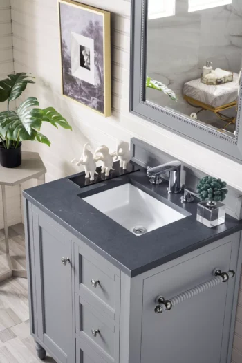 Copper Cove Encore 30" Single Vanity, Silver Gray w/ 3 CM Charcoal Soapstone Quartz Top - Image 2