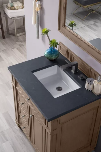 Bristol 30" Single Vanity, Whitewashed Walnut w/ 3 CM Charcoal Soapstone Quartz Top - Image 3