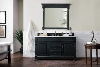 Brookfield 60" Single Vanity, Antique Black w/ 3 CM Carrara Marble Top - Image 2