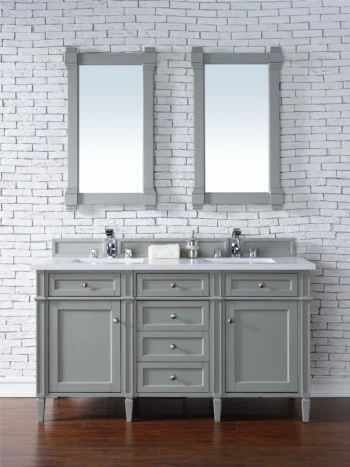 Brittany 60" Double Vanity, Urban Gray w/ 3 CM White Zeus Quartz Top - Image 2