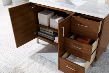 Metropolitan 48" Single Vanity, American Walnut w/ 3 CM Arctic Fall Solid Surface Top - Image 4