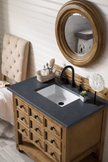 Malibu 36" Single Vanity, Honey Alder w/ 3 CM Charcoal Soapstone Quartz Top - Image 3