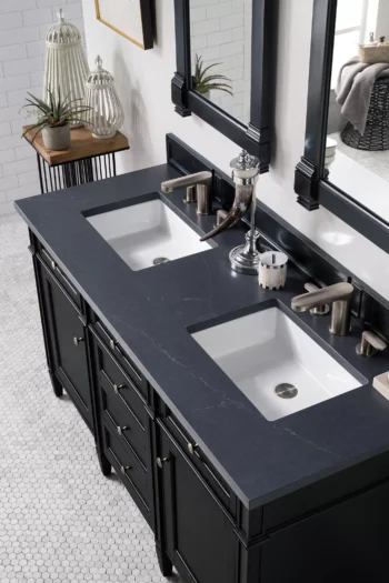 Brittany 60" Double Vanity, Black Onyx w/ 3 CM Charcoal Soapstone Quartz Top - Image 3