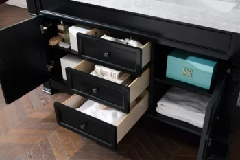 Brookfield 60" Double Vanity, Antique Black w/ 3 CM Carrara Marble Top - Image 4