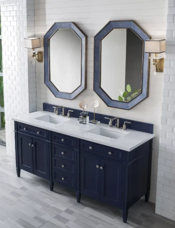 Brittany 72" Double Vanity, Victory Blue w/ 3 CM White Zeus Quartz Top - Image 3