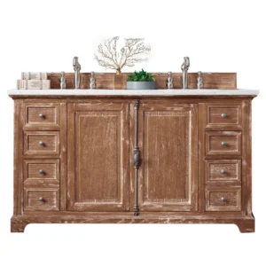 Providence 60″ Double Vanity, Driftwood w/ 3 CM Eternal Jasmine Pearl Quartz Top