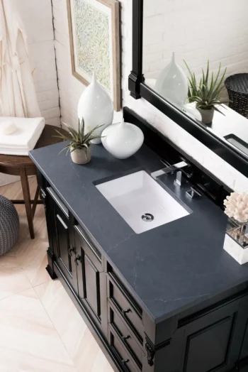 Brookfield 48" Single Vanity, Antique Black w/ 3 CM Charcoal Soapstone Quartz Top - Image 3
