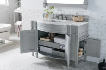 Brittany 46" Single Vanity, Urban Gray w/ 3 CM Arctic Fall Solid Surface Top - Image 4