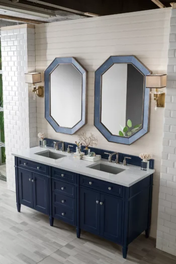 Brittany 72" Double Vanity, Victory Blue w/ 3 CM Eternal Jasmine Pearl Quartz Top - Image 6