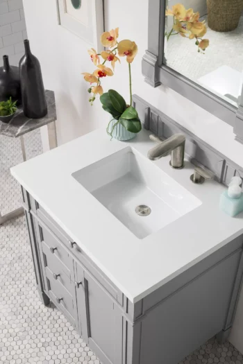 Brittany 30" Single Vanity, Urban Gray, w/ 3 CM White Zeus Quartz Top - Image 3