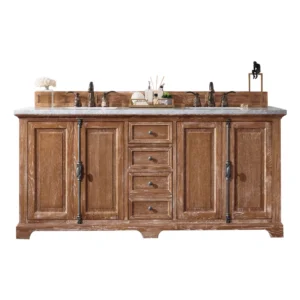Providence 72″ Double Vanity, Driftwood w/ 3 CM Arctic Fall Solid Surface Top