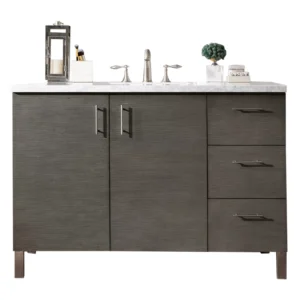 Metropolitan 48″ Single Vanity, Silver Oak w/ 3 CM Arctic Fall Solid Surface Top