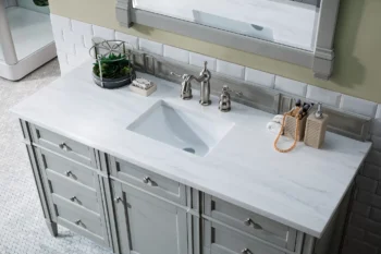 Brittany 60" Single Vanity, Urban Gray w/ 3 CM Arctic Fall Solid Surface Top - Image 3