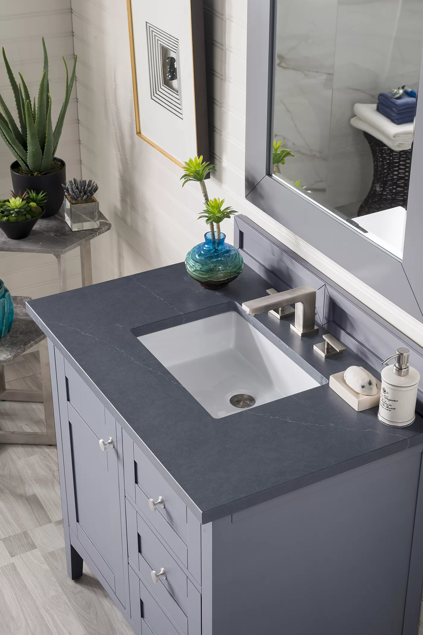Palisades 36" Single Vanity, Silver Gray w/ 3 CM Charcoal Soapstone Quartz Top - Image 2